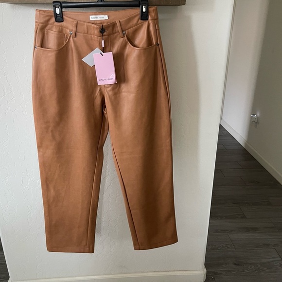 AVEC LES FILLES faux brown straight leg leather pants. Size L, NWT•••Anthro - Picture 8 of 16